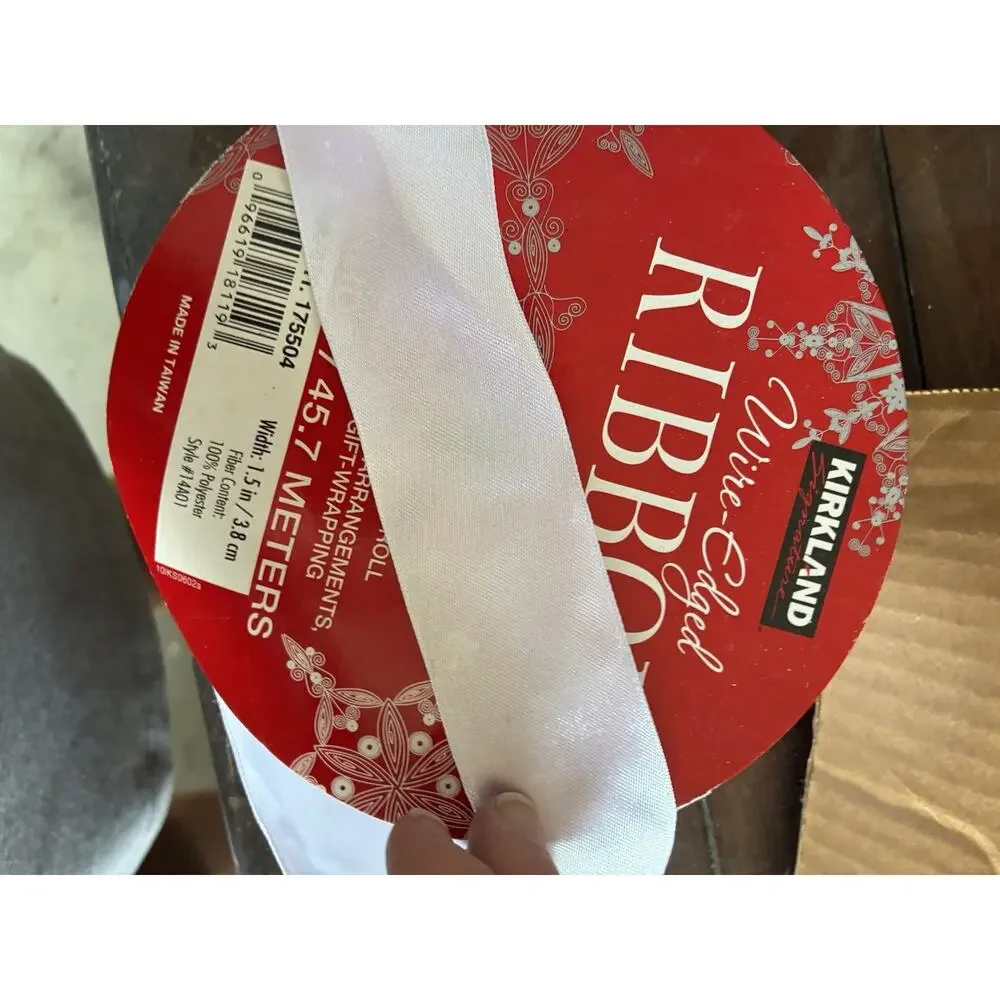 VTG 15 Christmas Holiday Gift Wrapping Ribbon Roll RED White velvet Satin Lot 15
